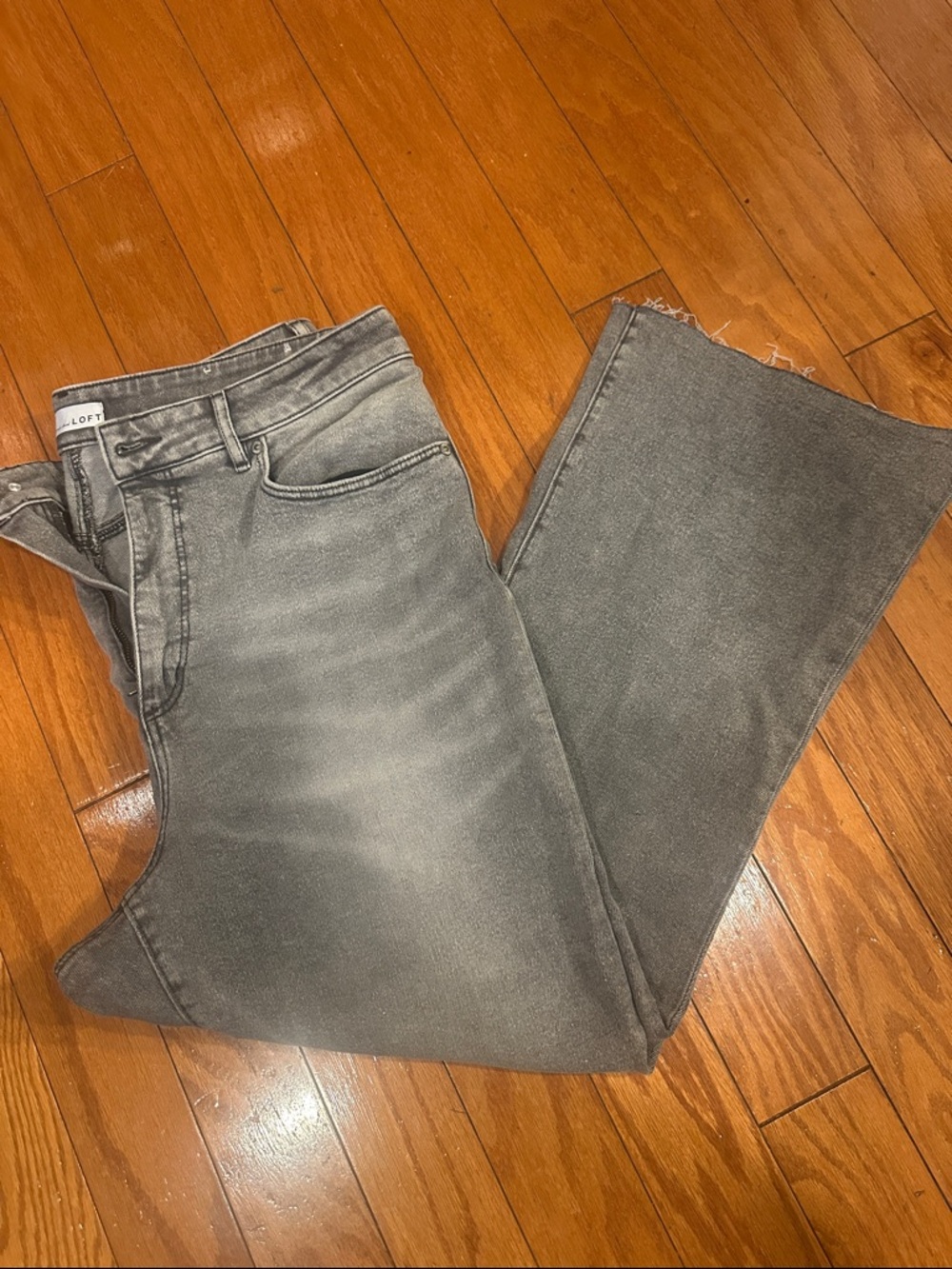 LOFT Women’s Kick Crop Flare Gray Faded Jeans
